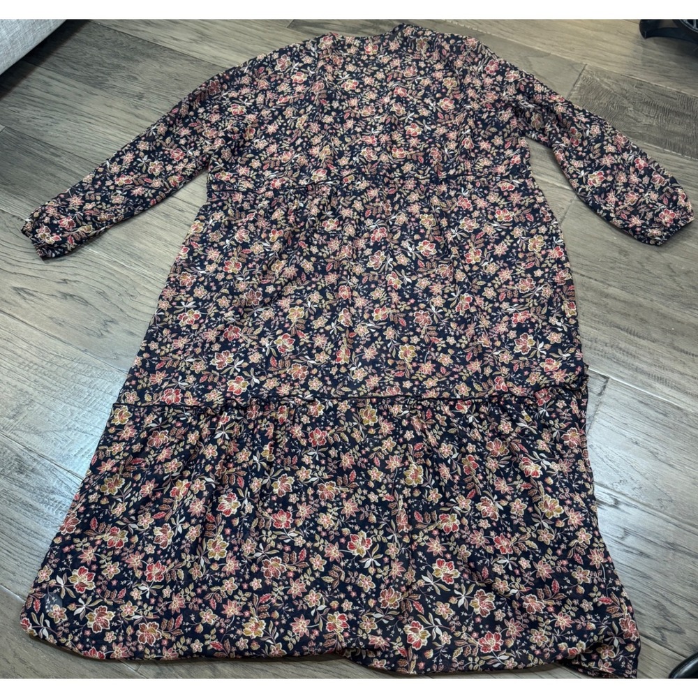 Moa Moa Floral Print Midi Dress Long Sleeve Tiered Casual 1X Cottagecore - Picture 7 of 7